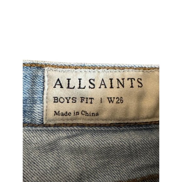 AllSaints Boys Fit Jeans Women W26 Light Wash Distressed Denim Casual Wear - Picture 3 of 5